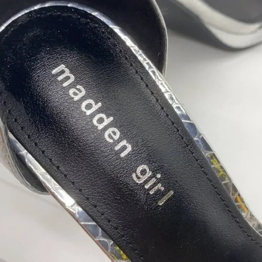 New Madden Girl Silver Snake Heels
